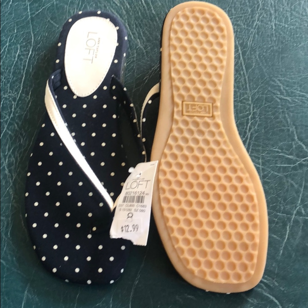 COPY - Ann Taylor loft Blue Polka Dot flipflop NWT
